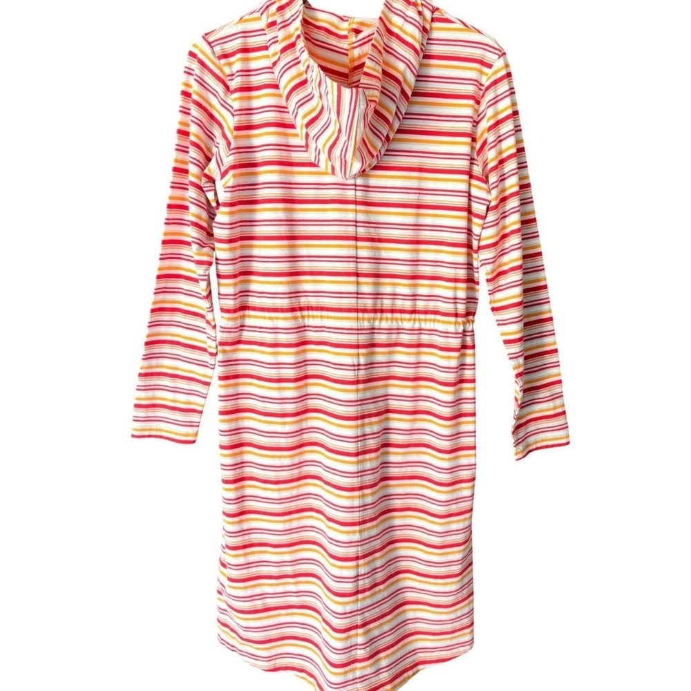 Columbia Womens Striped Hooded Dress Red Orange Long Sleeve Drawstring M AL9088